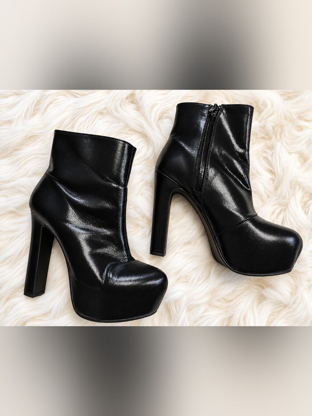 H&M Divided Black Platform Ankle Boots Size 8 High Heel Y2K Booties